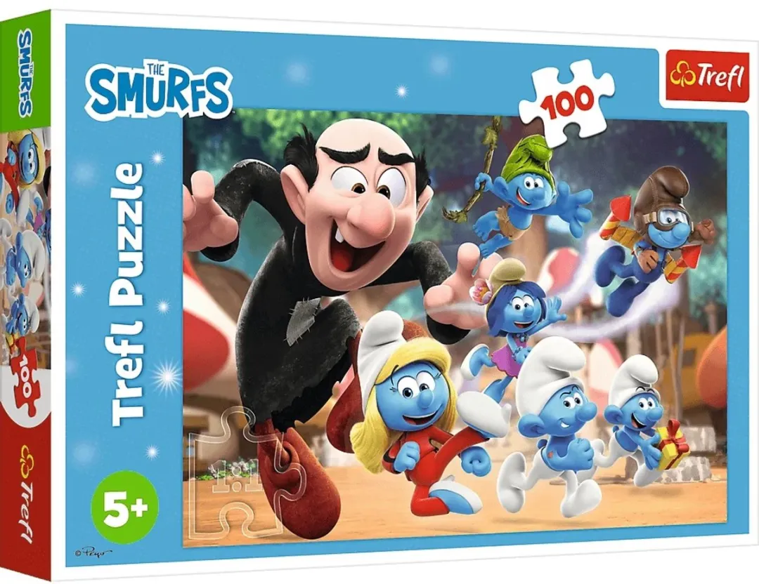 Trefl Smurfenpuzzel met Gargamel 100 Stuks - Wit/Blauw