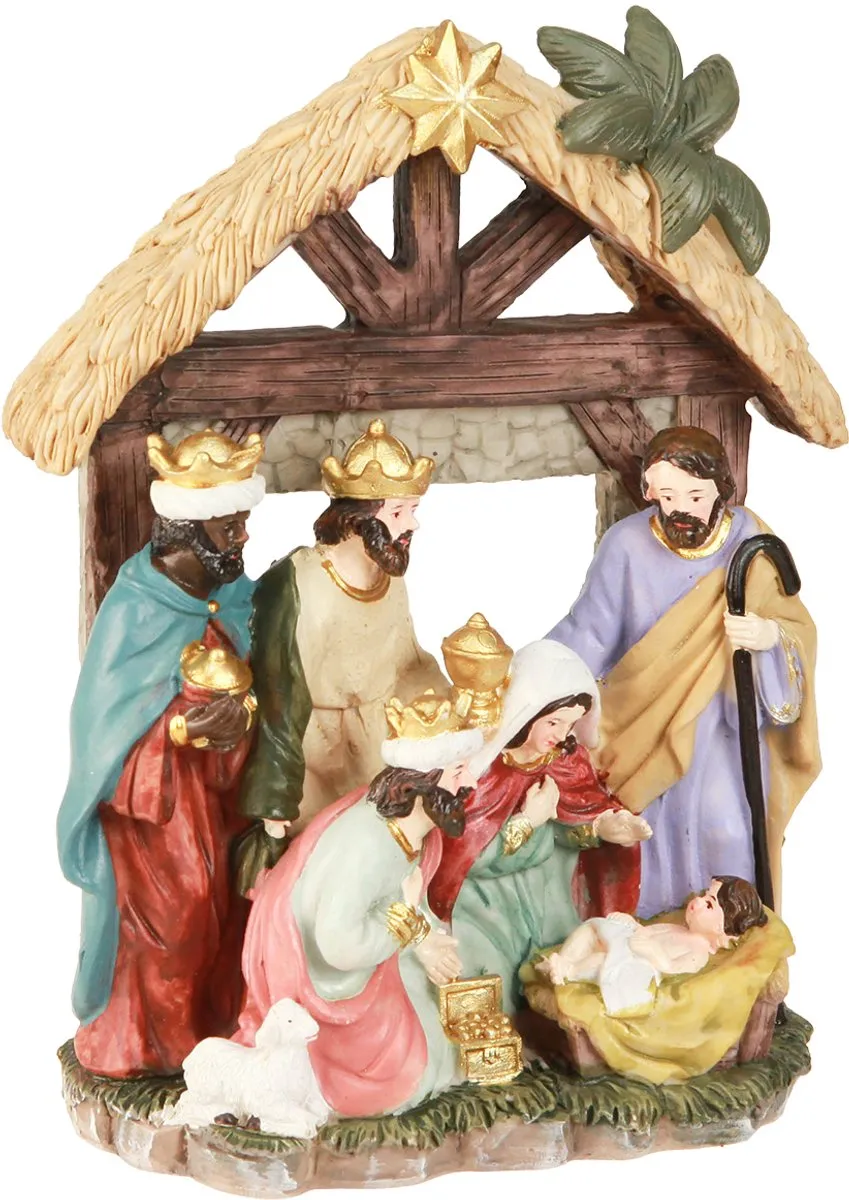 Koemingk Kerststal met Figuren 15,5x7x20cm