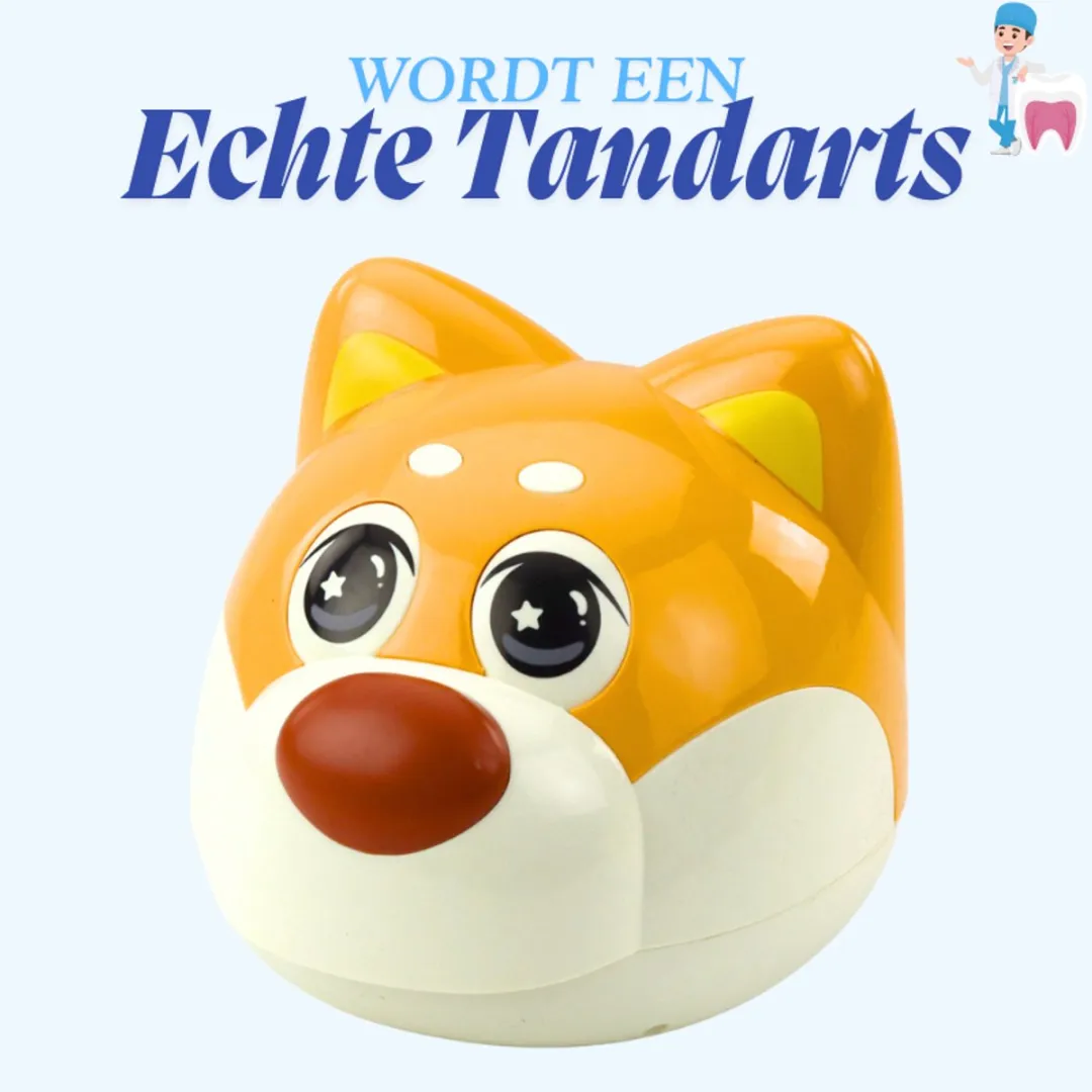 LEAN Toys Honden Tandarts Speelset - 8 Verwijderbare Tanden - Bruin