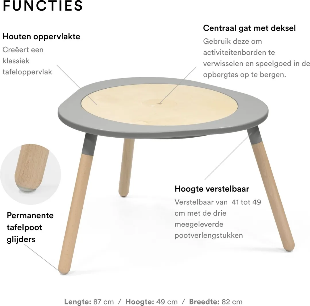 Stokke MuTable Storm Grey Multifunctionele Speeltafel - 3 Activiteitenborden - afbeelding 6 van 6