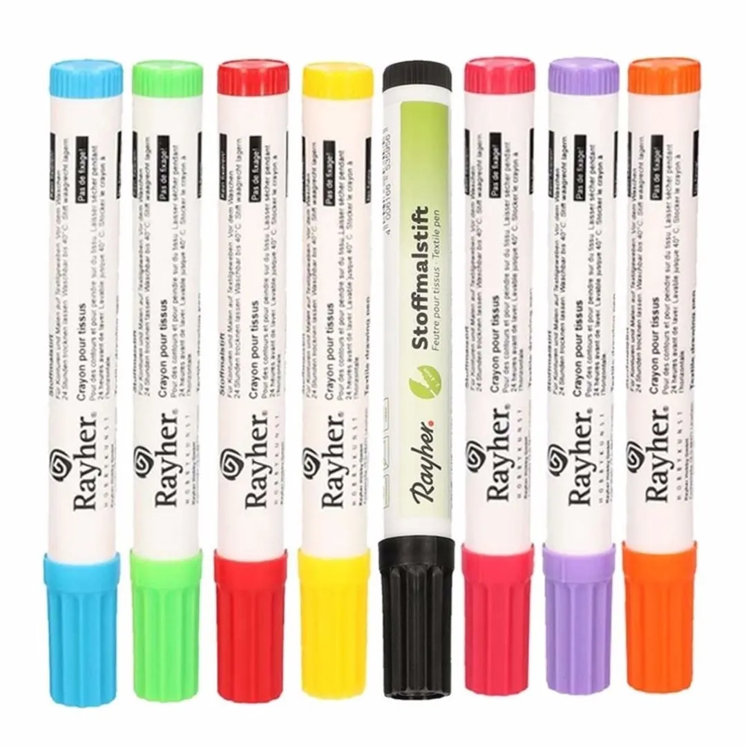 Rayher Textielstiften Set 3 Stuks - Blauw/Geel/Rood