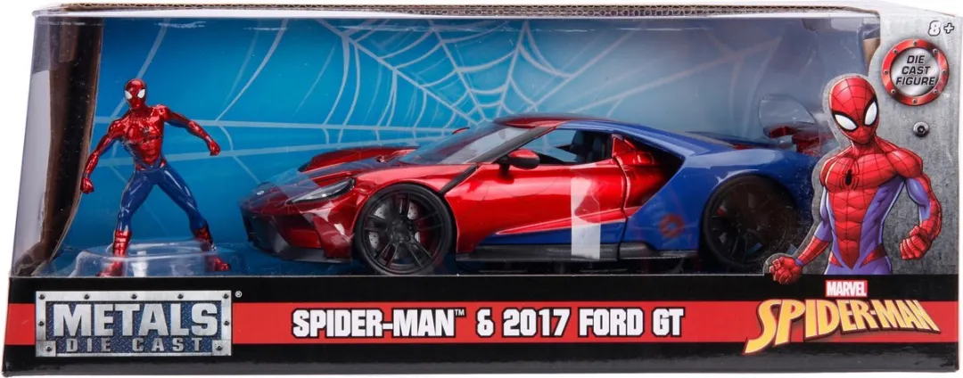 Jada Toys Marvel Spider-Man 2017 Ford GT Die-cast Auto 1:24 - Rood/Blauw