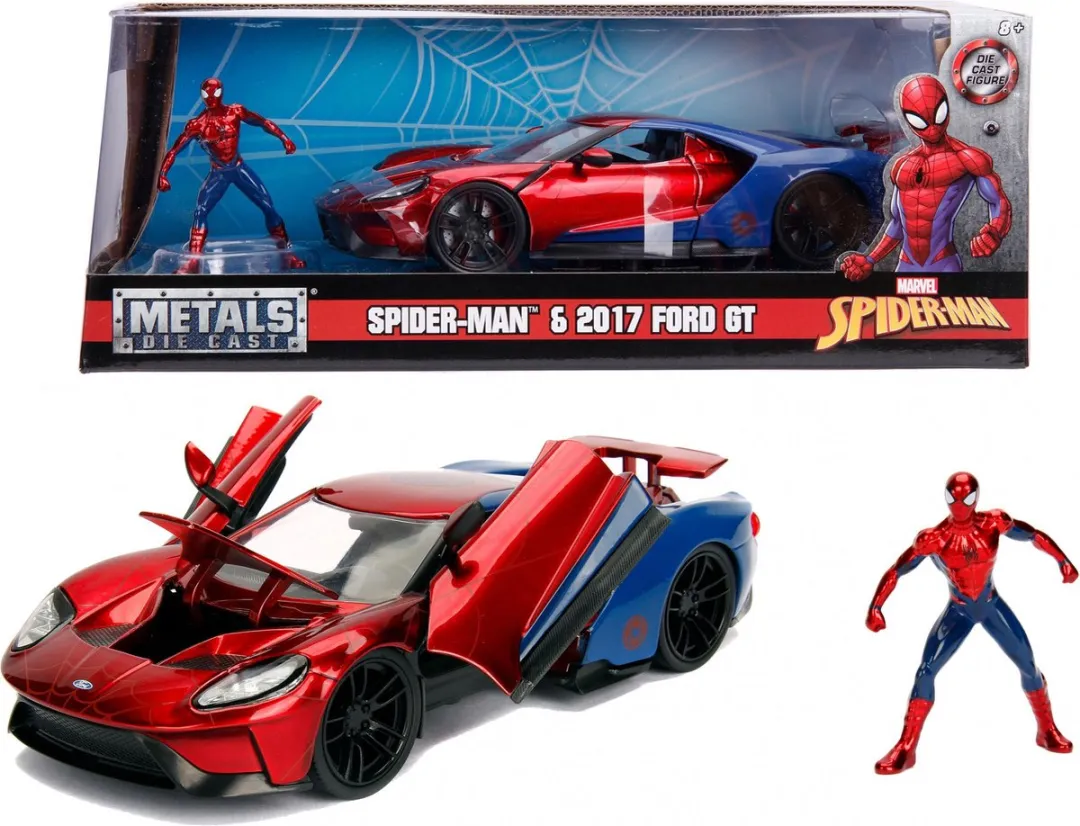 Jada Toys Marvel Spider-Man 2017 Ford GT Die-cast Auto 1:24 - Rood/Blauw