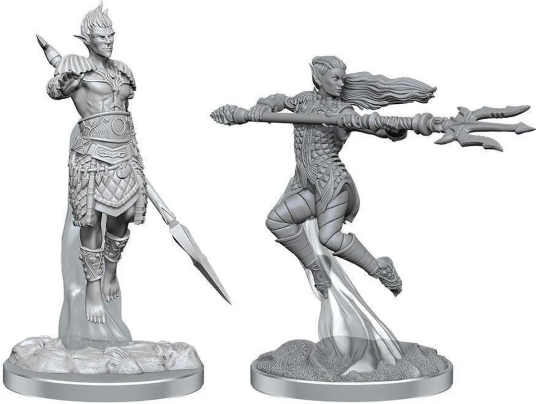 Wizkids D&D Nolzur's Marvelous Miniatures Sea Elf Fighters - 2 Stuks - Grijs