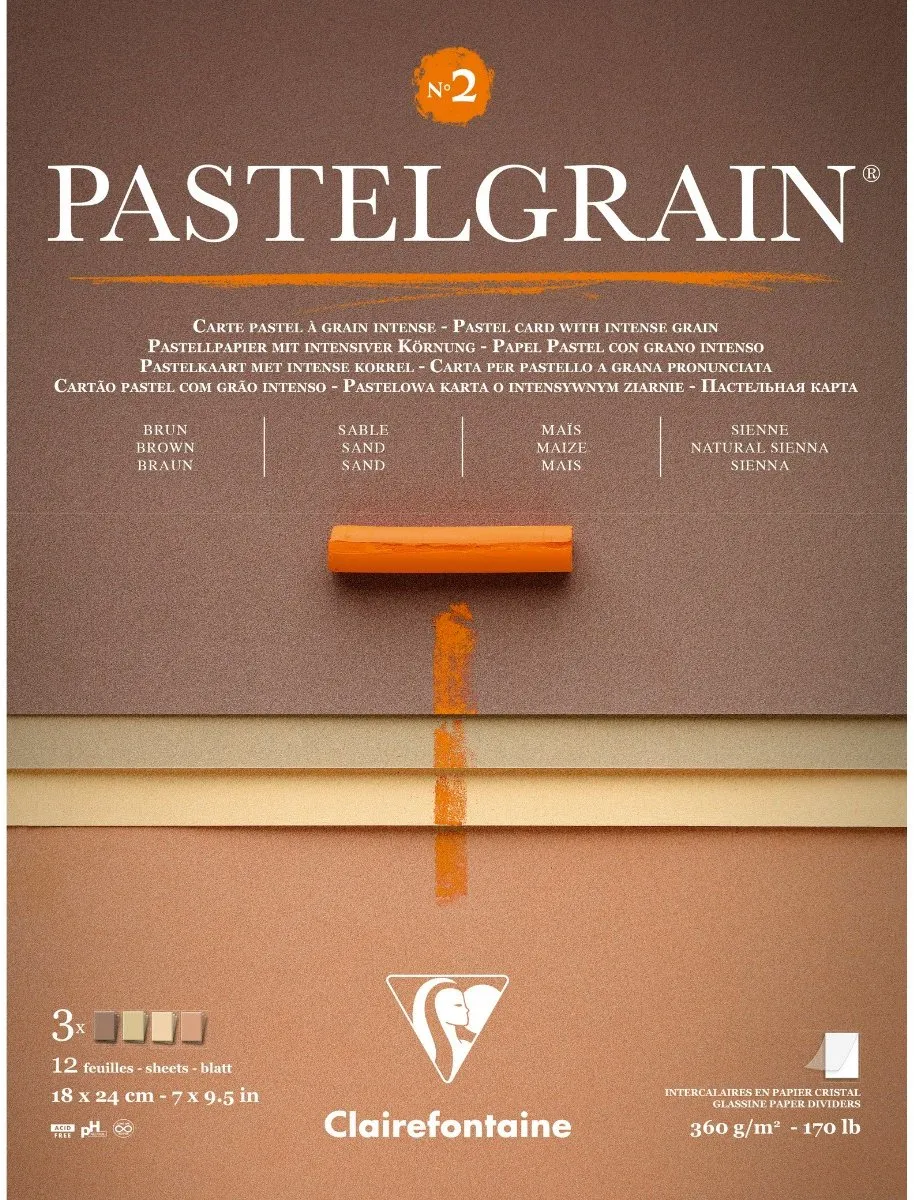 Clairefontaine Pastelmat - No.2 - Pastelgrain - 18 x 24 cm - 4 kleuren