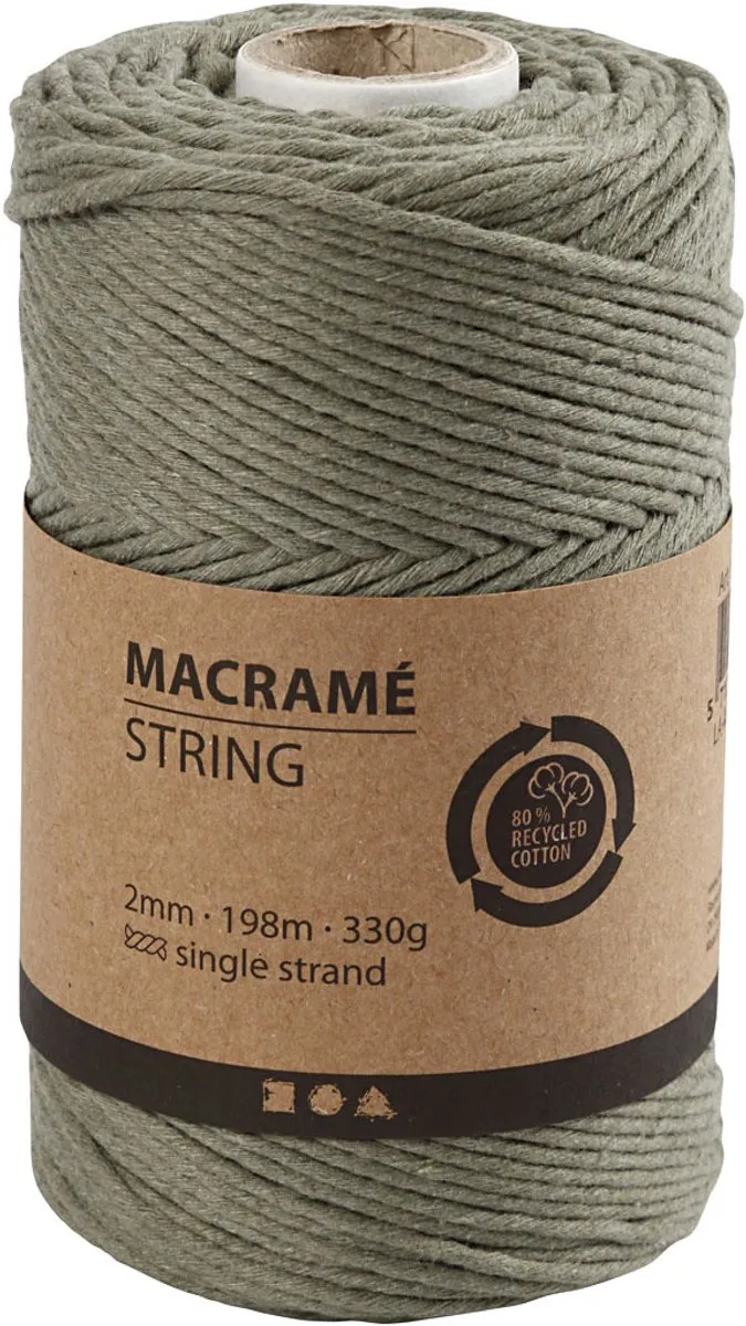Creativ Company Macramékoord 2mm Mosgroen - 198m
