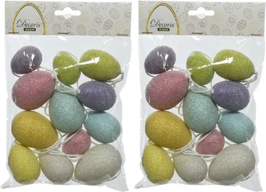 Decoris Gekleurde Plastic Paaseieren 12 Stuks - 4-6cm - Multi