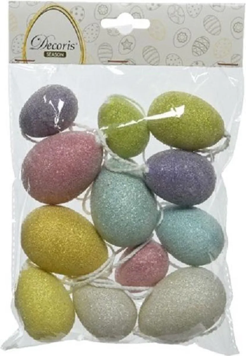 Decoris Gekleurde Plastic Paaseieren 12 Stuks - 4-6cm - Multi