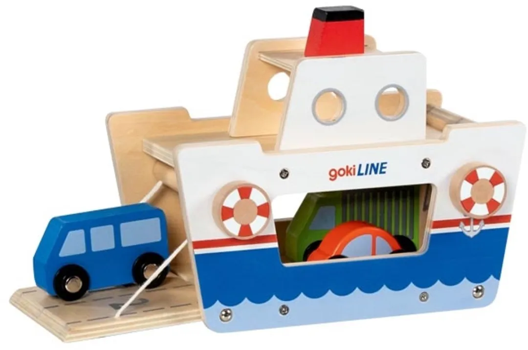 Goki Autoferry Houten Speelgoedferry GK53766 - Multicolor
