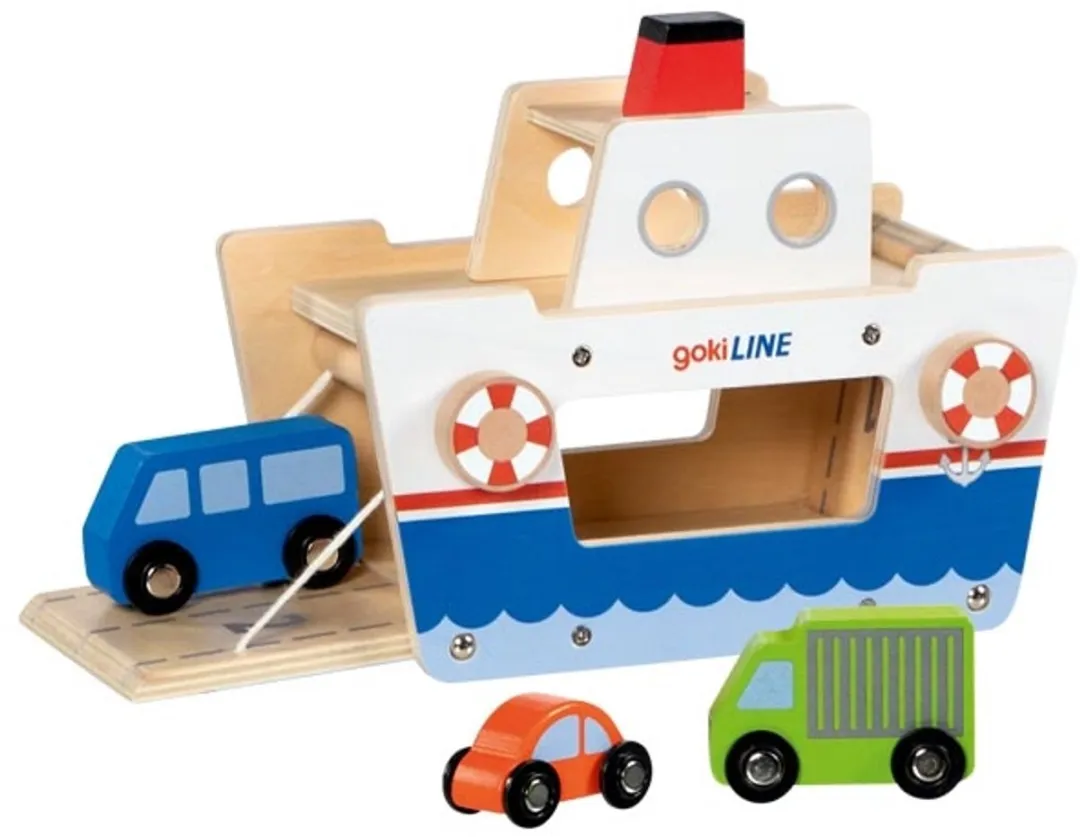 Goki Autoferry Houten Speelgoedferry GK53766 - Multicolor