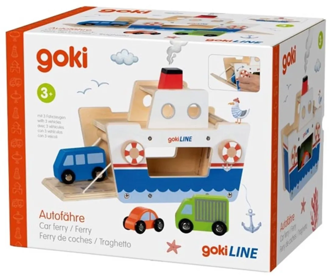 Goki Autoferry Houten Speelgoedferry GK53766 - Multicolor