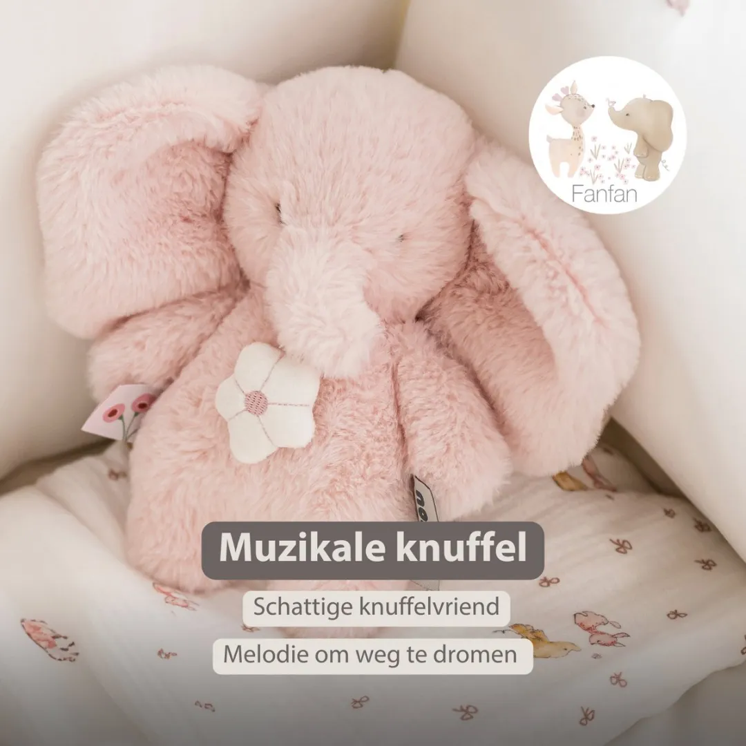 Nattou FanFan Muziekknuffel Olifant 20cm - Roze