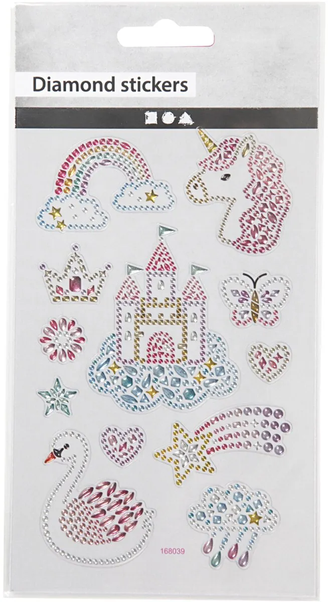 Creativ Company Diamond Stickers Unicorn Motief - 1 Vel - Multi Kleuren