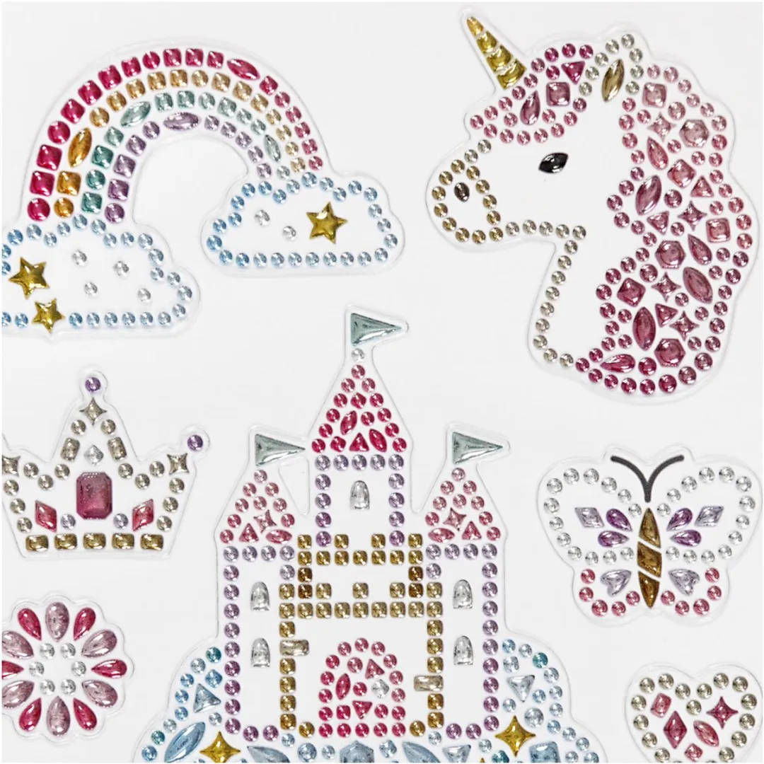 Creativ Company Diamond Stickers Unicorn Motief - 1 Vel - Multi Kleuren