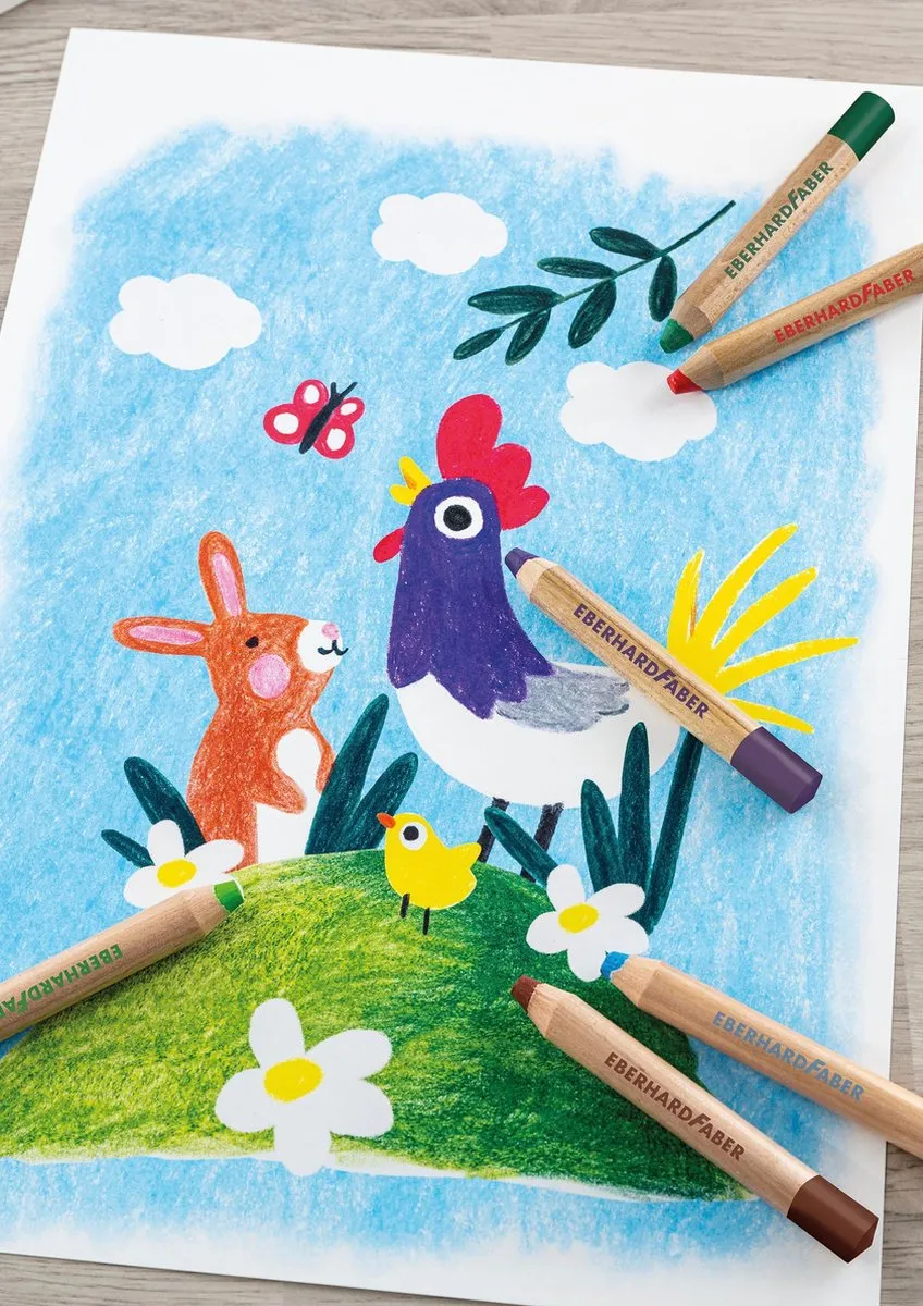 Eberhard Faber kleurpotloden - MiniMaxi - etui 6 stuks - 10mm dik - breukvast - EF-518905