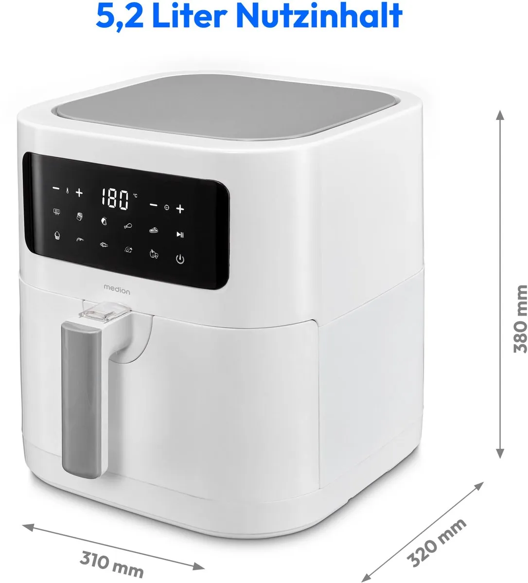 Medion XL Airfryer E40 - 5,3L - 2150W - Wit - afbeelding 6 van 6