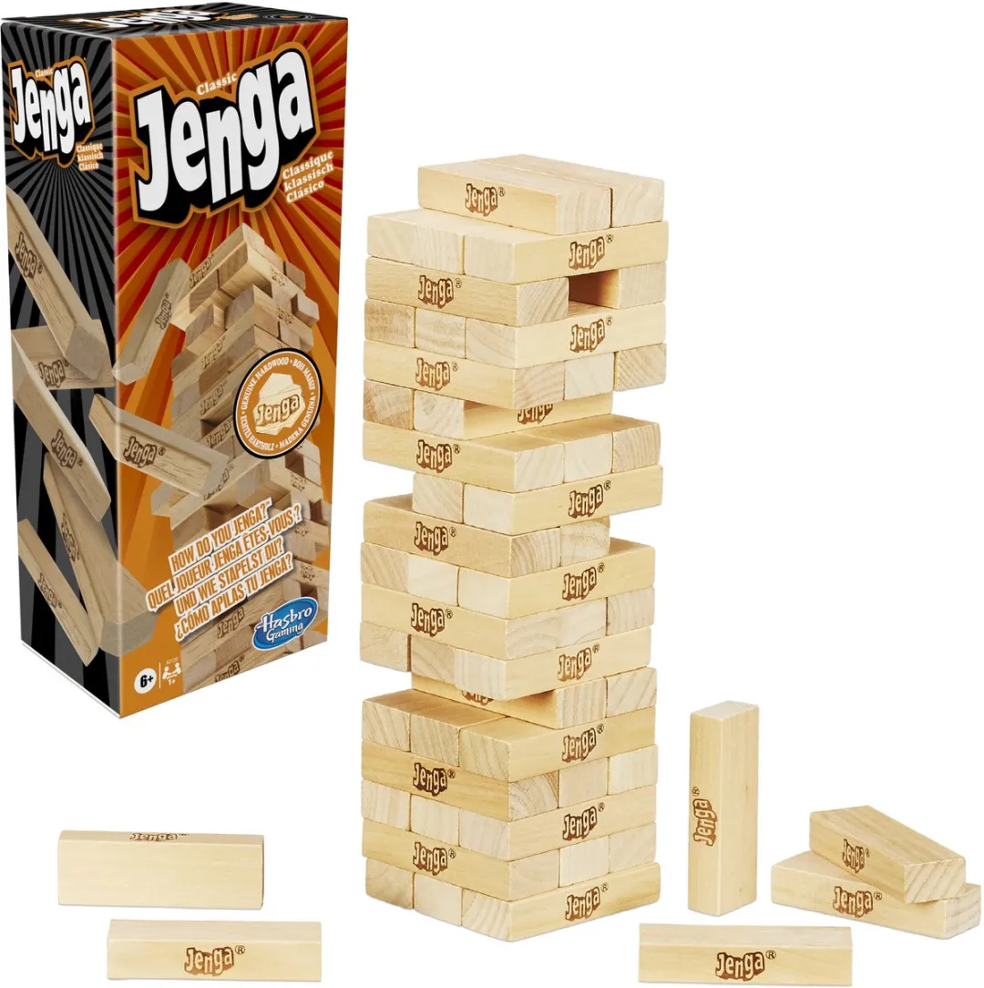 Klassieke Jenga Blokken van echt hardhout Stapeltorenspel voor kinderen vanaf 6 jaar 1 of meer spelers