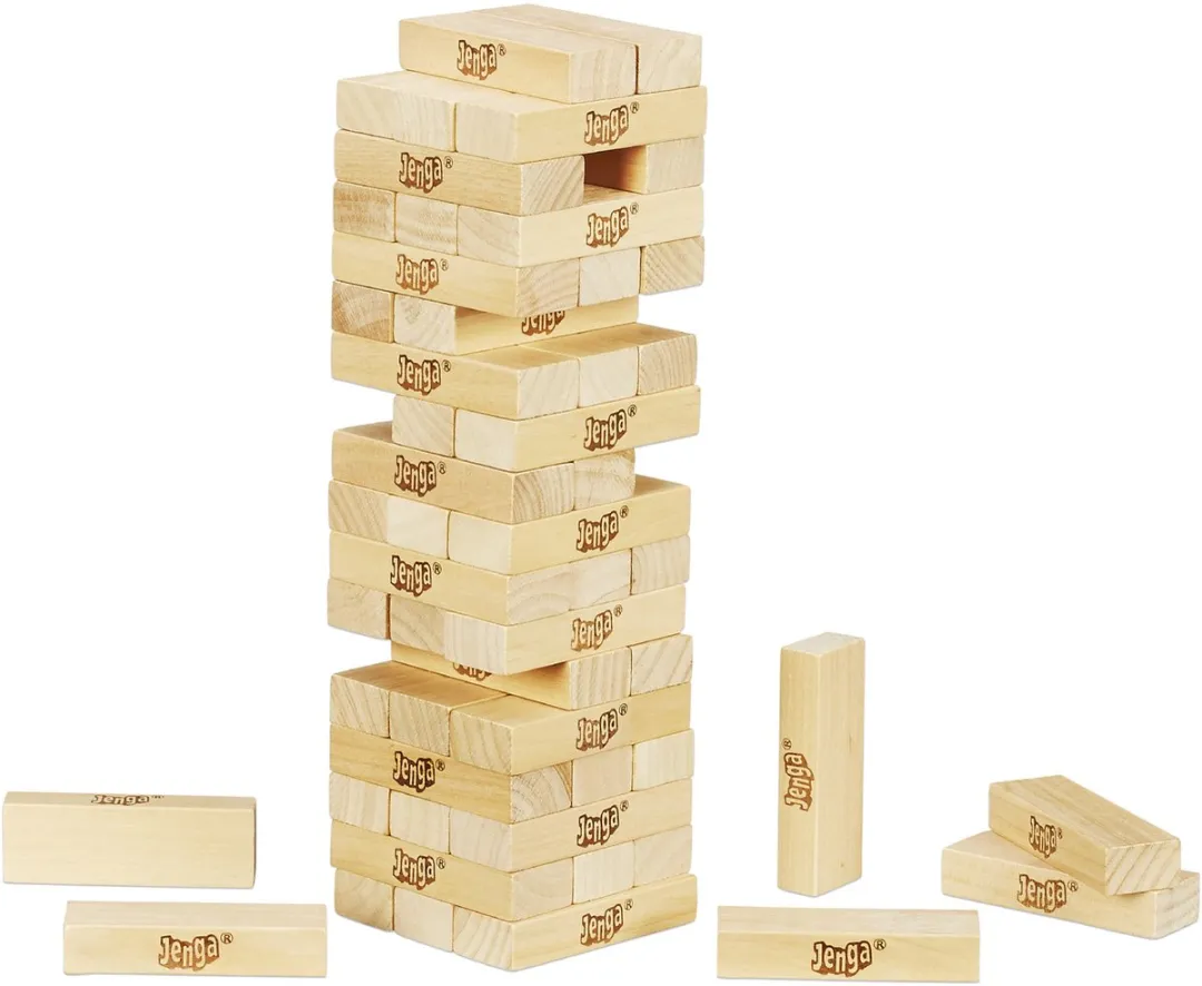 Klassieke Jenga Blokken van echt hardhout Stapeltorenspel voor kinderen vanaf 6 jaar 1 of meer spelers