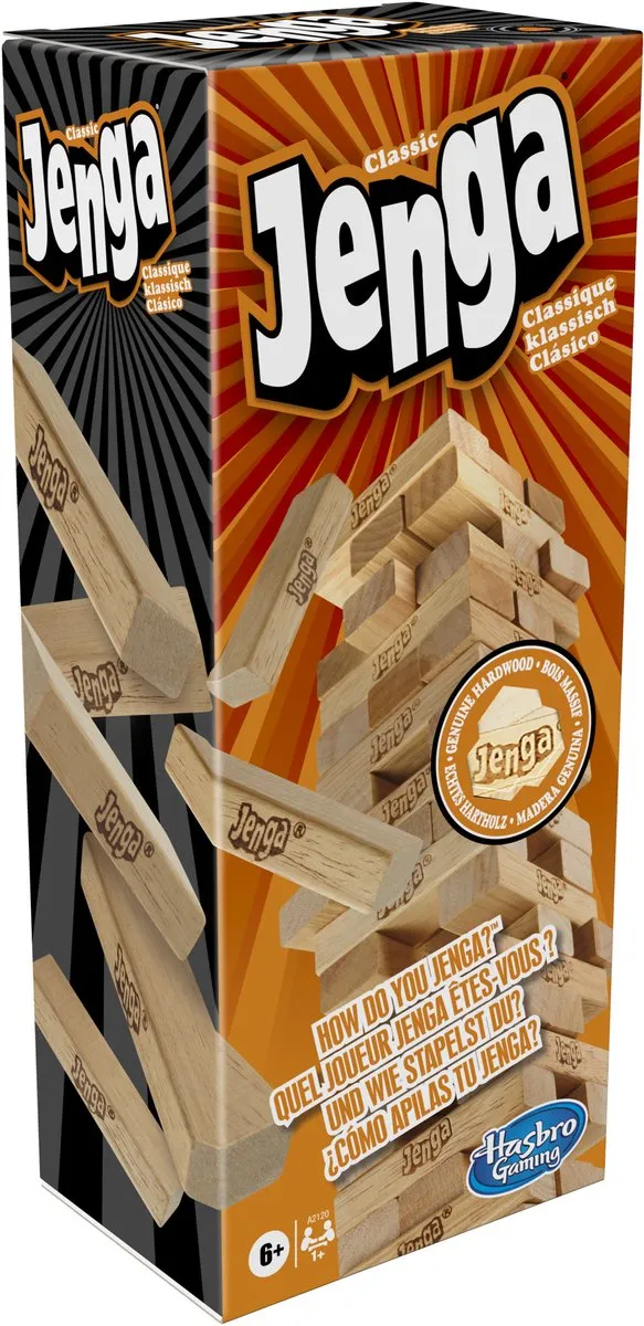 Klassieke Jenga Blokken van echt hardhout Stapeltorenspel voor kinderen vanaf 6 jaar 1 of meer spelers