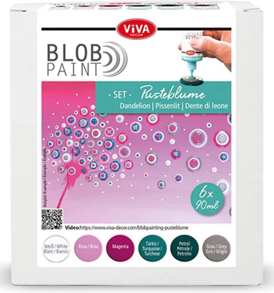 Viva Decor Blob Verfset Paardenbloemen 6x90 ml