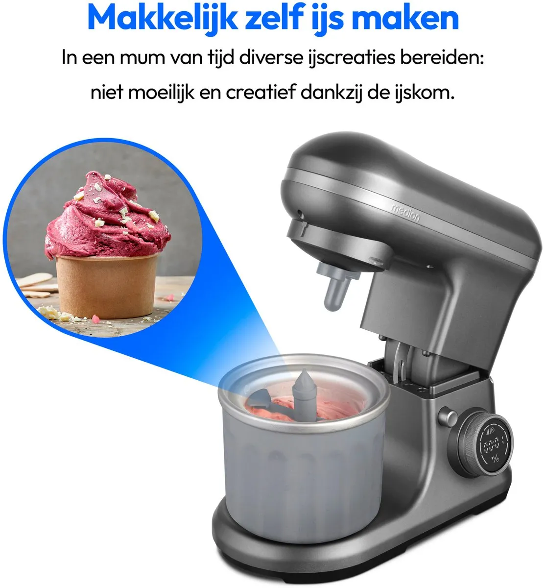 Medion MD18420 Keukenmachine 1200W - 8 standen - 5L - Antraciet