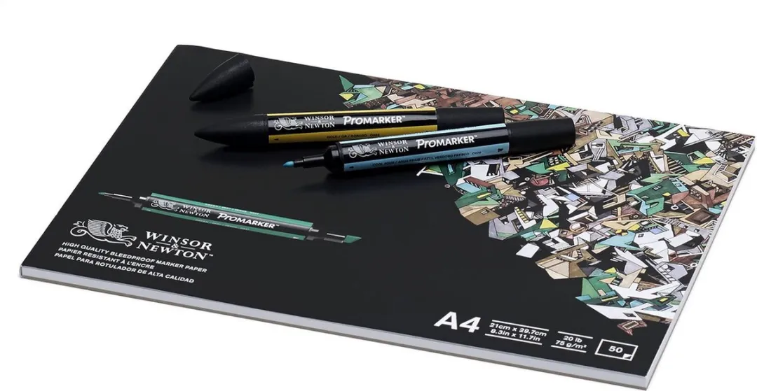 Winsor & Newton Bleedproof Marker Pad – 75 g/m², A4, 50 vellen, markerpapier voor tekenen, illustratie & schetsen - Markerblok A4