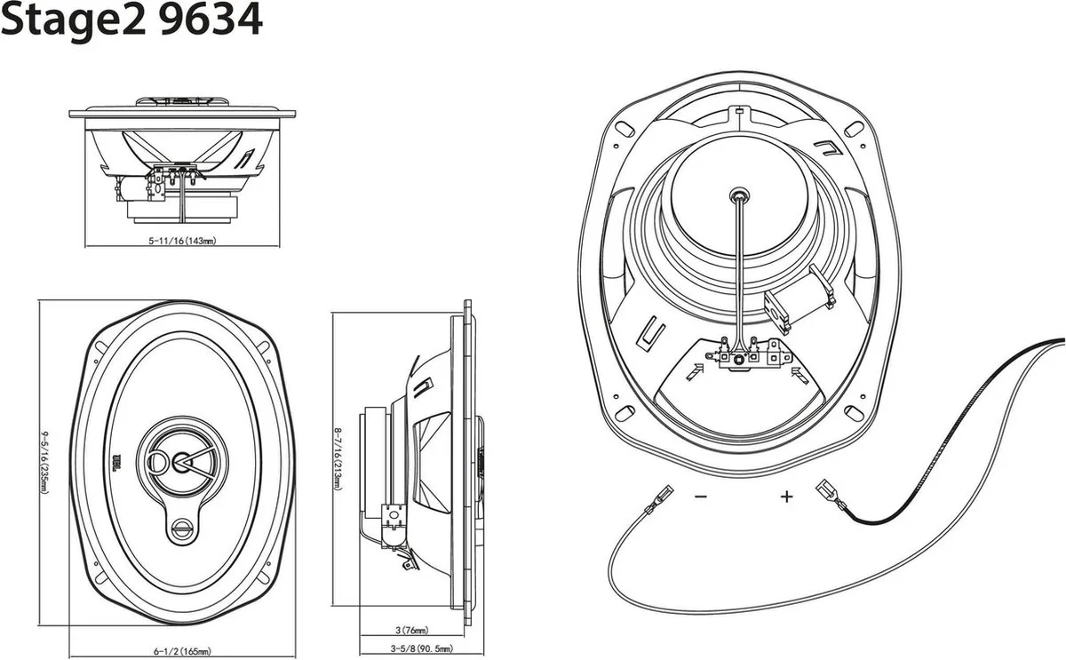 JBL Stage2 9634 Autospeakers - 420W - Zwart - afbeelding 6 van 6