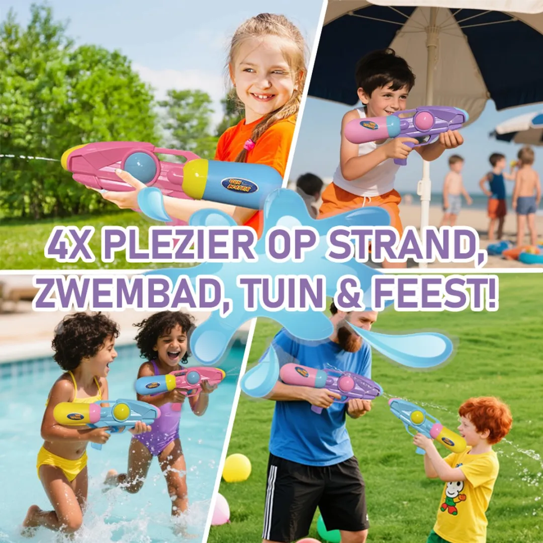 Waterpistool 33cm L - Water Pistool Extra Groot Reservoir - Lichtgewicht 100g - 4 Kleuren - ABS Waterspeelgoed voor Kinderen 3+ - Speelgoed Kinderen - Buitenspeelgoed - Tweekleurig Roze en Geel