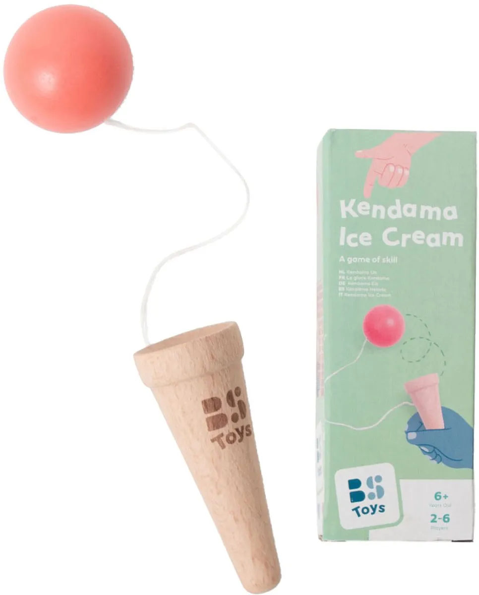 BS Toys Kendama IJsje - Houten Behendigheidsspel - Rood/Lichtbruin - afbeelding 6 van 6