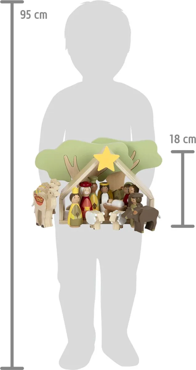 Small Foot Houten Kerstkribbe Speelset - 11 Meubels & Poppen - Multicolor