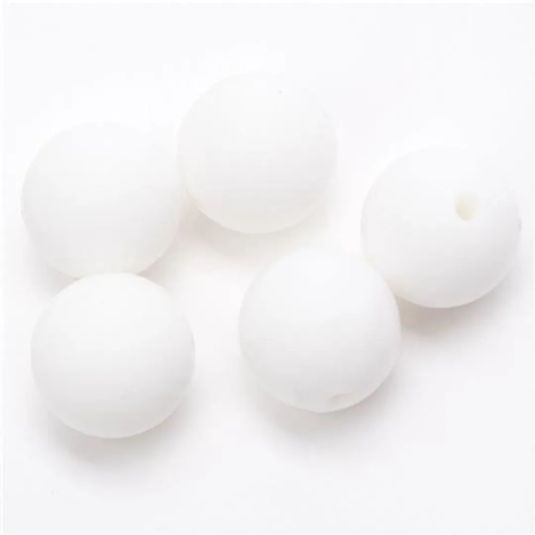 Durable Siliconen Kralen 15mm - 5 Stuks Wit