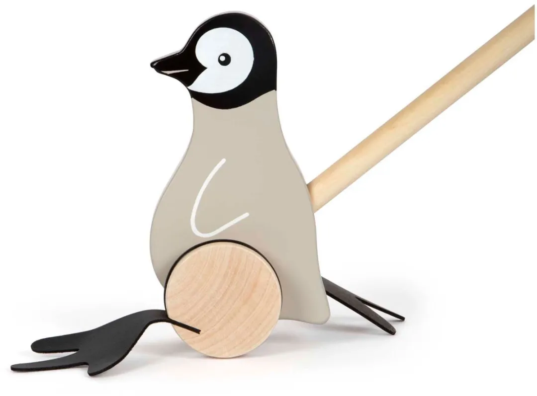 Small Foot Houten Duwfiguur Penguin - Multi kleur