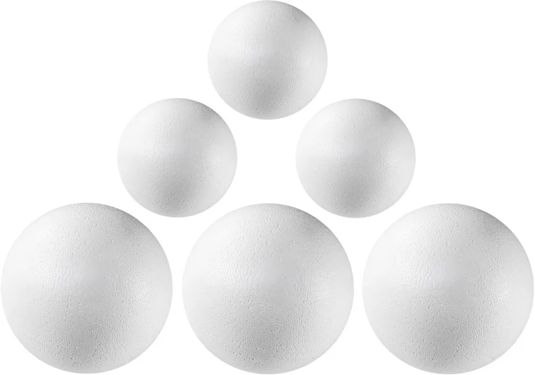 Rayher hobby materialen Piepschuim ballen - 6x stuks - Dia 10 en 15 cm - vormen en figuren - Bollen