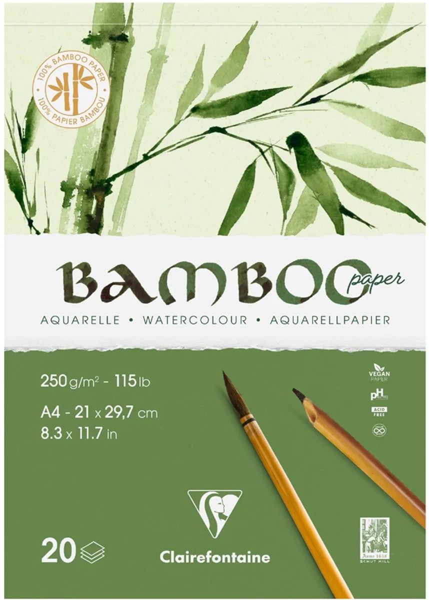 Clairefontaine Aquarelblok BAMBOO A5 250g/m² - 20 Stuks