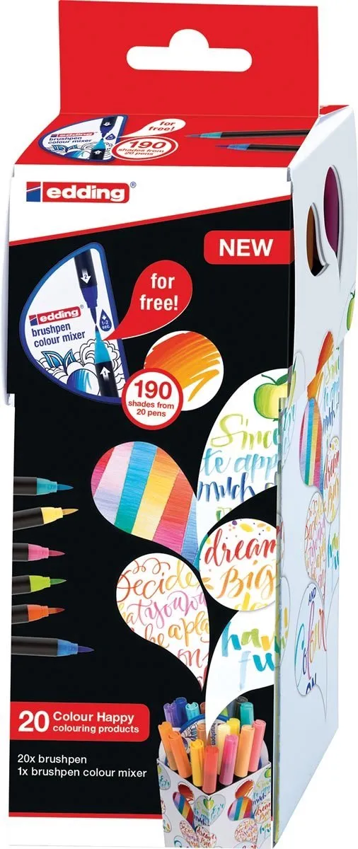 edding colour happy Brushpennen - 20 Stuks - Meerkleurig - afbeelding 4 van 4