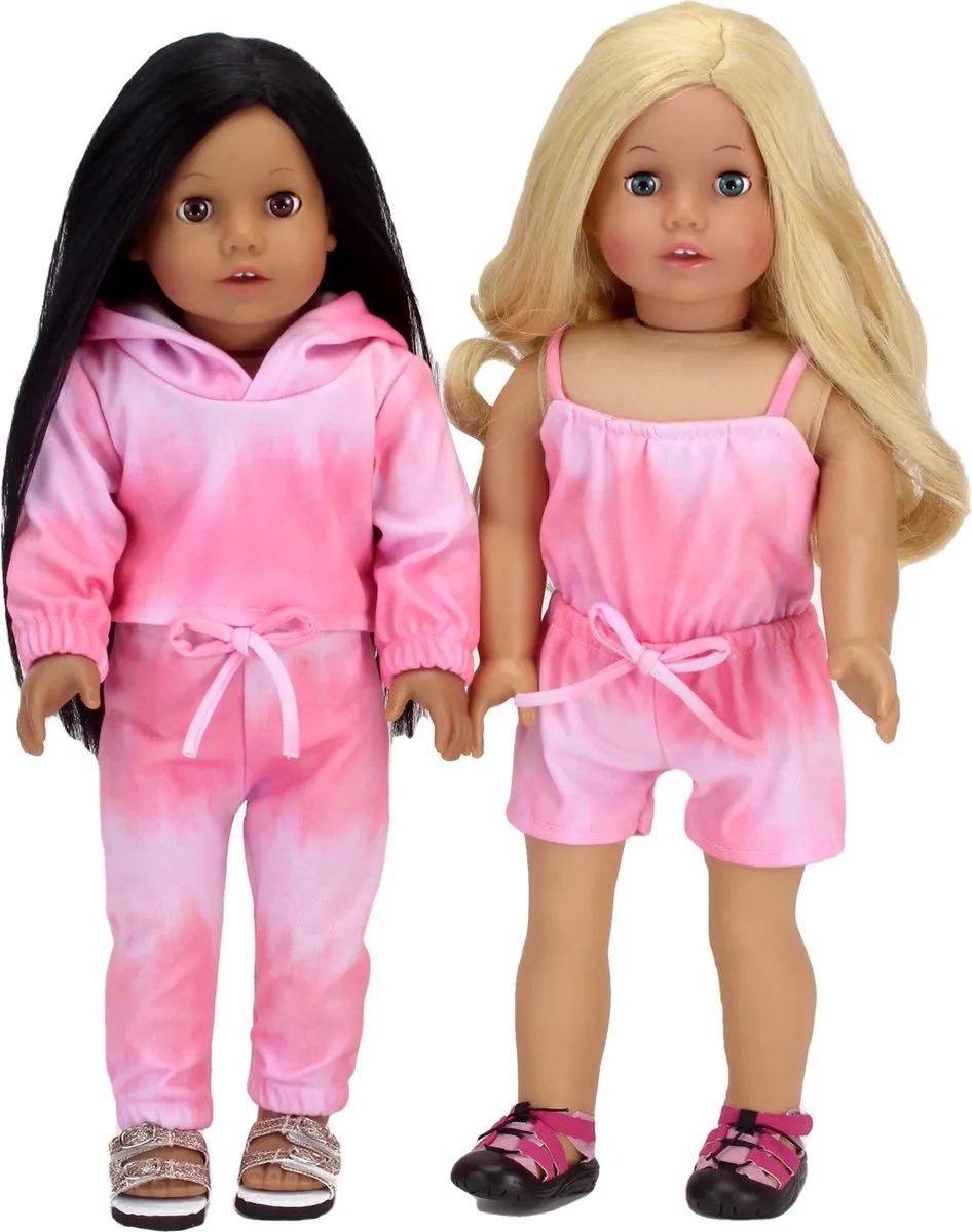 Sophia's Poppenkleding voor Modepop - Romper - Poppen Accessoires - Roze/Tie-Dye