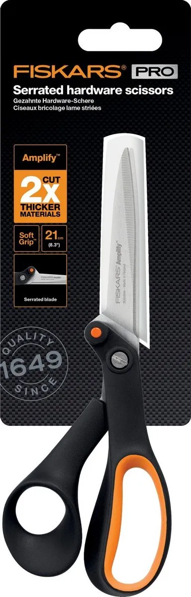 Fiskars Hardware Schaar 21cm - Gekarteld - Zwart/Orange