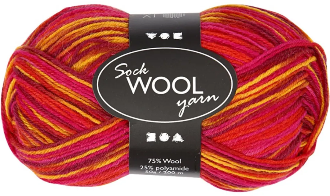 Creativ Company Creotime Sokkenwol 50g - Multigekleurd Rood/Oranje