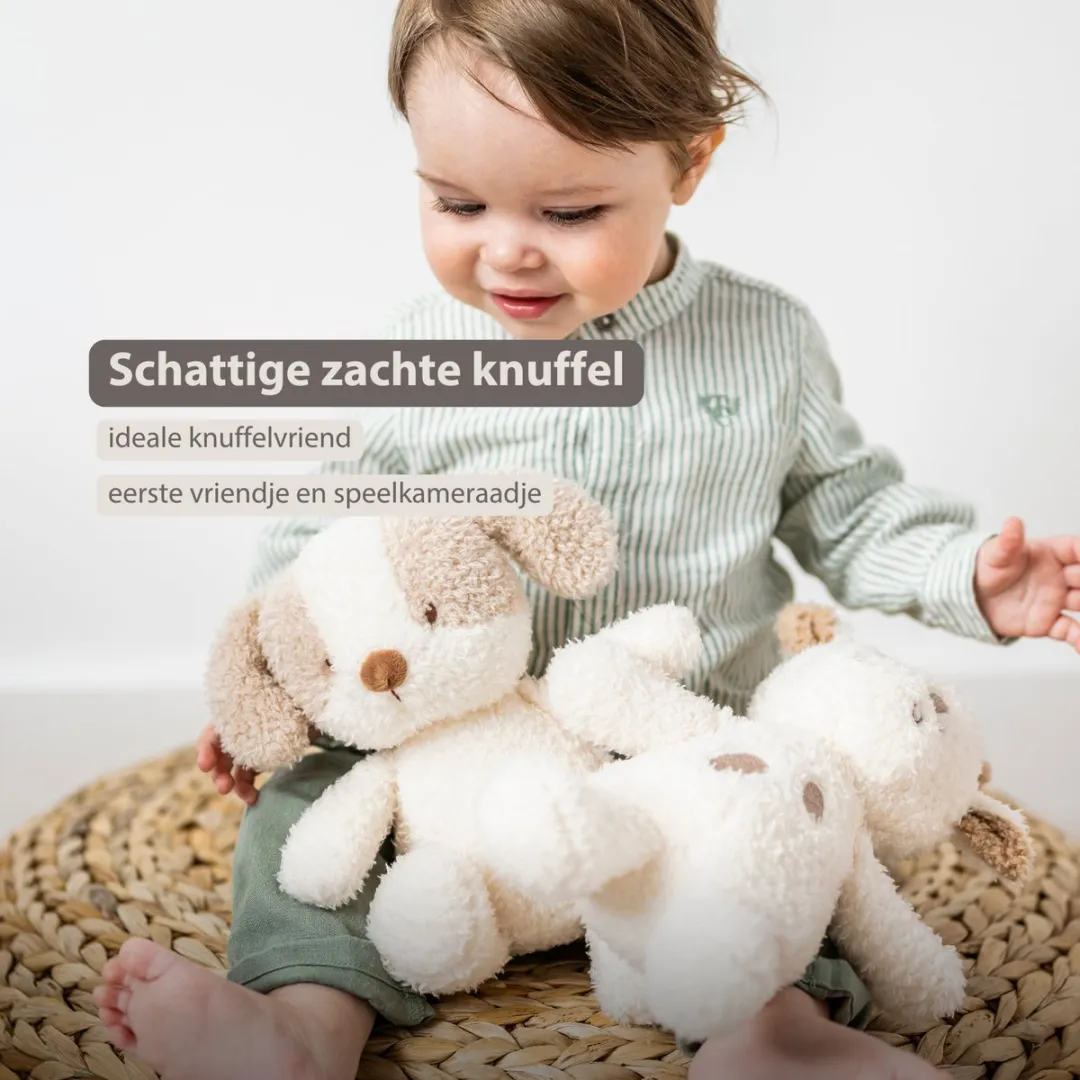 Nattou Teddy Knuffel Hond 25cm - Wit