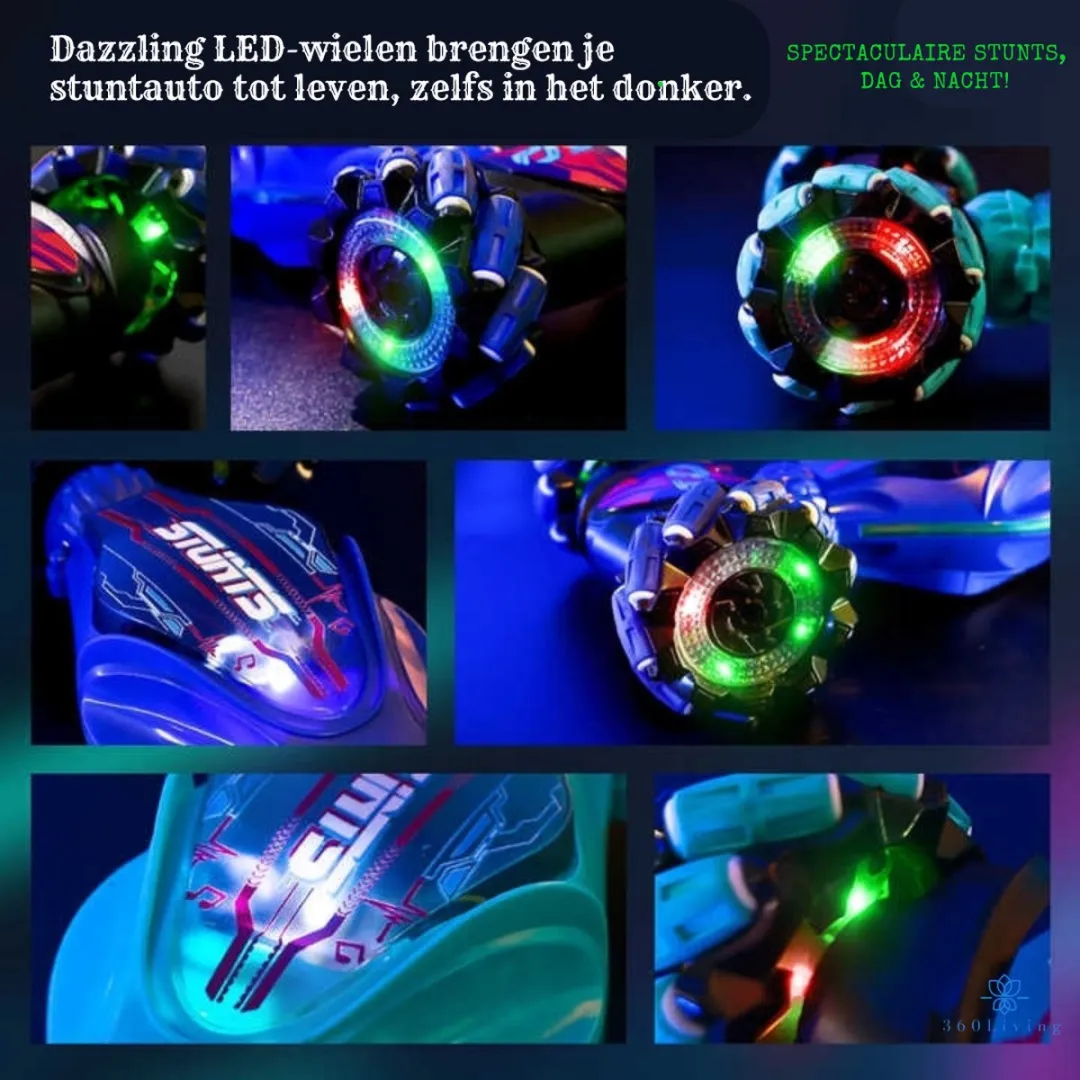 360 Toys® - Bestuurbare Auto - RC Auto - Speelgoed 9 jaar - 4WD - Auto op afstandsbediening - 360° Draaien - Controller & Hand Bestuurbaar - - Voor Binnen & Buiten - Radiografisch - Robot Speelgoed - Donkerblauw