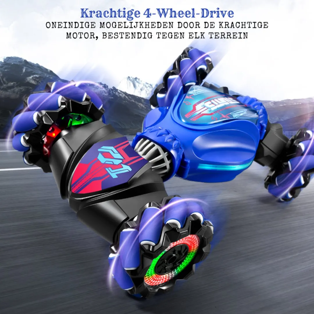 360 Toys® - Bestuurbare Auto - RC Auto - Speelgoed 9 jaar - 4WD - Auto op afstandsbediening - 360° Draaien - Controller & Hand Bestuurbaar - - Voor Binnen & Buiten - Radiografisch - Robot Speelgoed - Donkerblauw