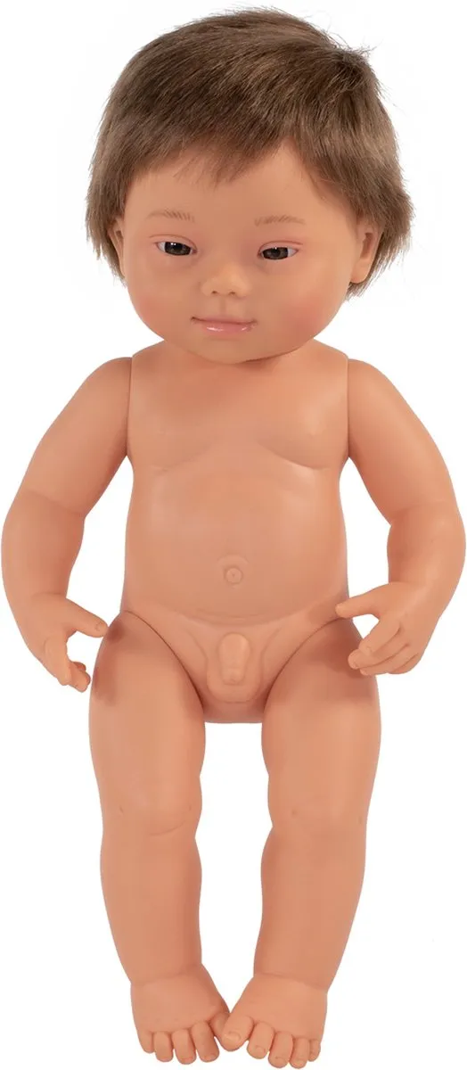 Miniland Babypop Europese Jongen met Downsyndroom - Met Vanillegeur 38 Cm Wit Pakje