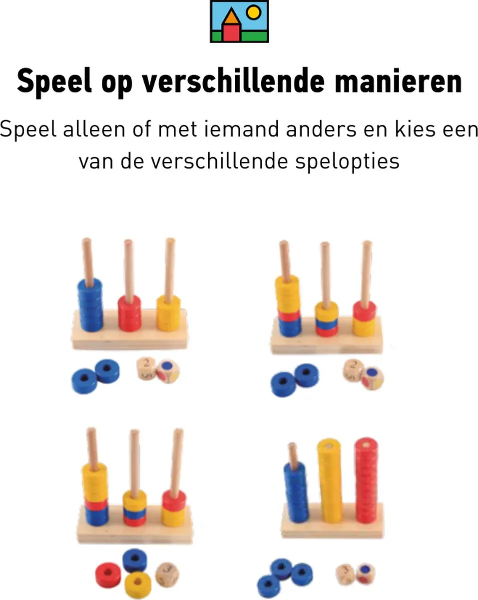 Toys for Life Ringen Stapelen 30-delig - Educatief Houten Speelgoed - Blauw/Geel/Rood