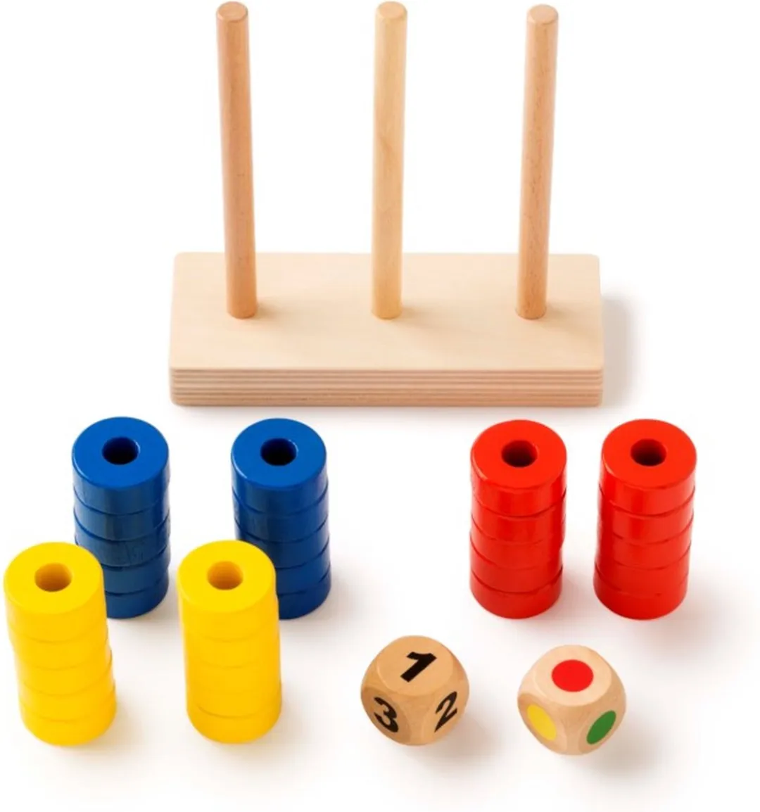 Toys for Life Ringen Stapelen 30-delig - Educatief Houten Speelgoed - Blauw/Geel/Rood