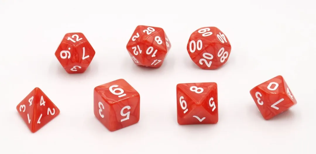 HOT Games Dobbelstenen Set Rood Parelmoer - 7 Stuks
