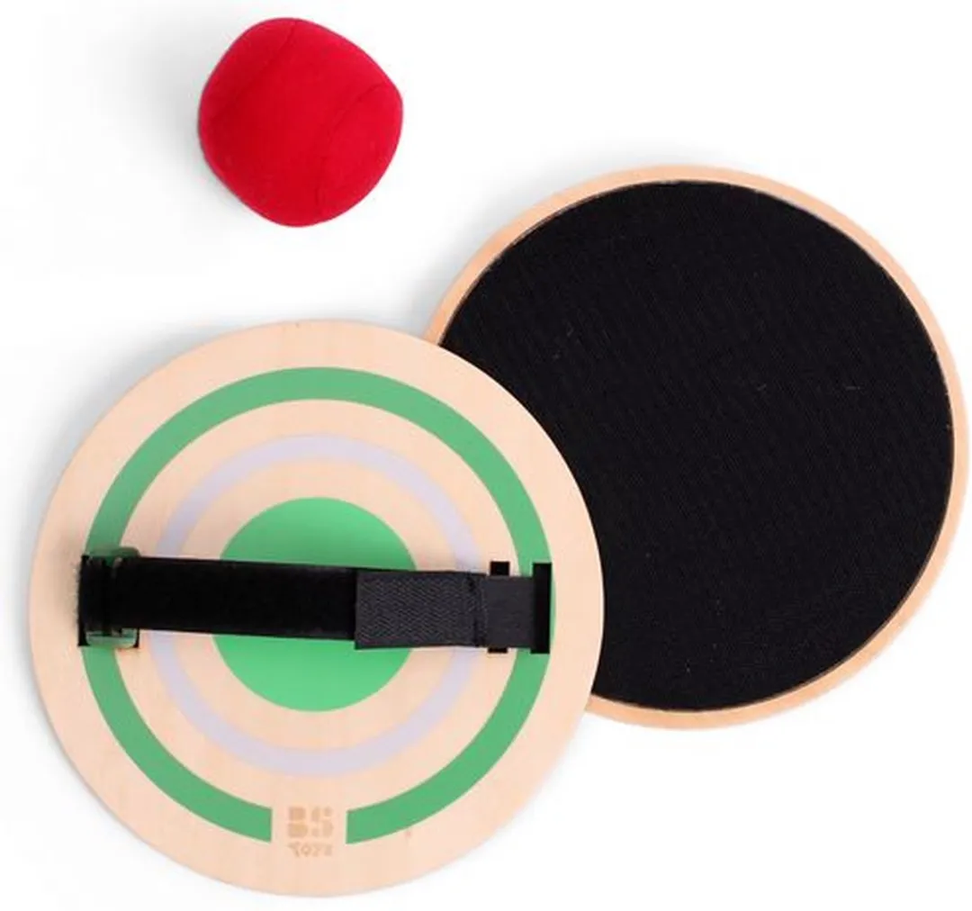 BS Toys Vangspel Houten Werpspel - Klittenband - Groen/Zwart/Rood