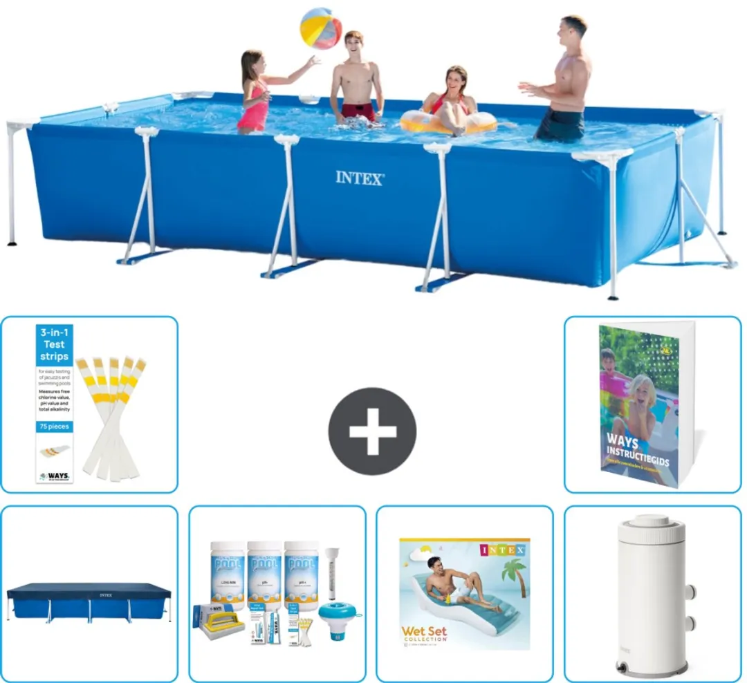 Intex Frame Zwembad 450x220x84cm Blauw - 7-delig