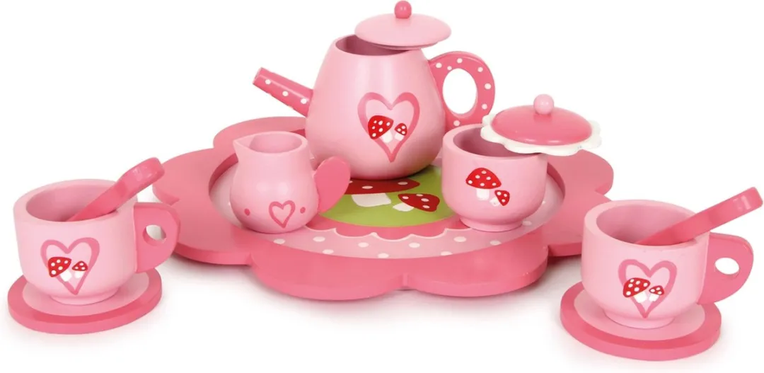 Small Foot Houten Vliegenzwam Theeset Roze