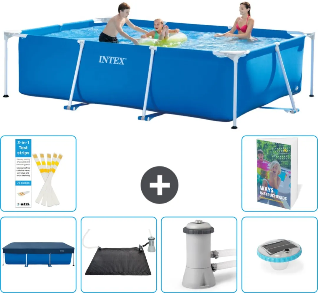 Intex Rechthoekig Frame Zwembad 300x200x75cm - Blauw - 7-delig