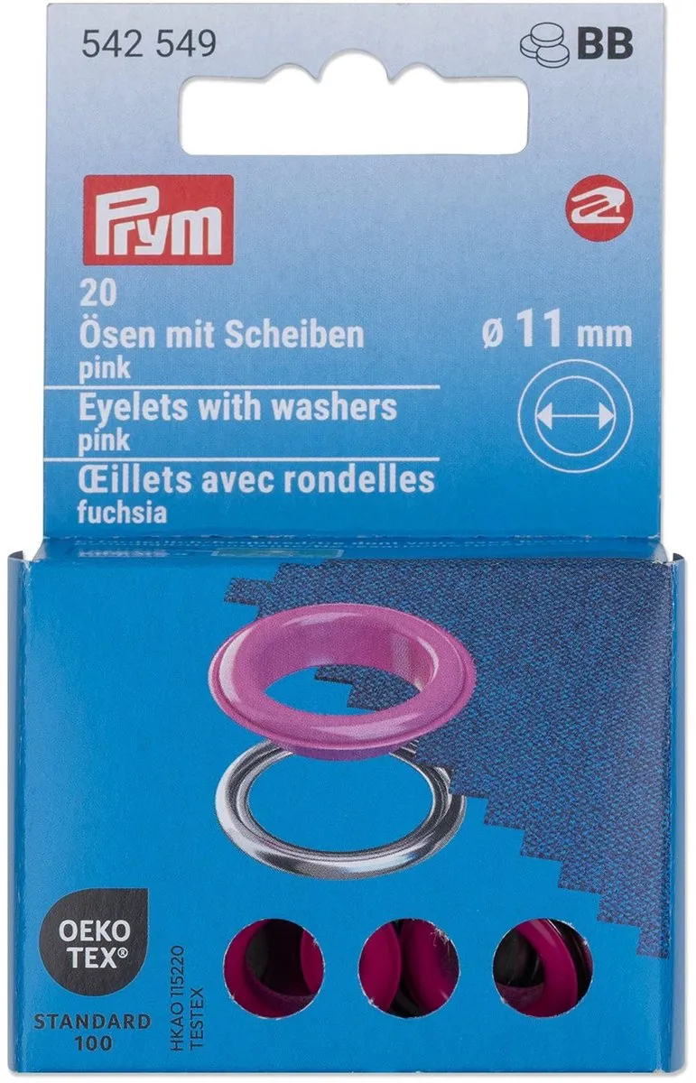 Prym Ringen met schijven 11mm - 20 Stuks - Fuchsia